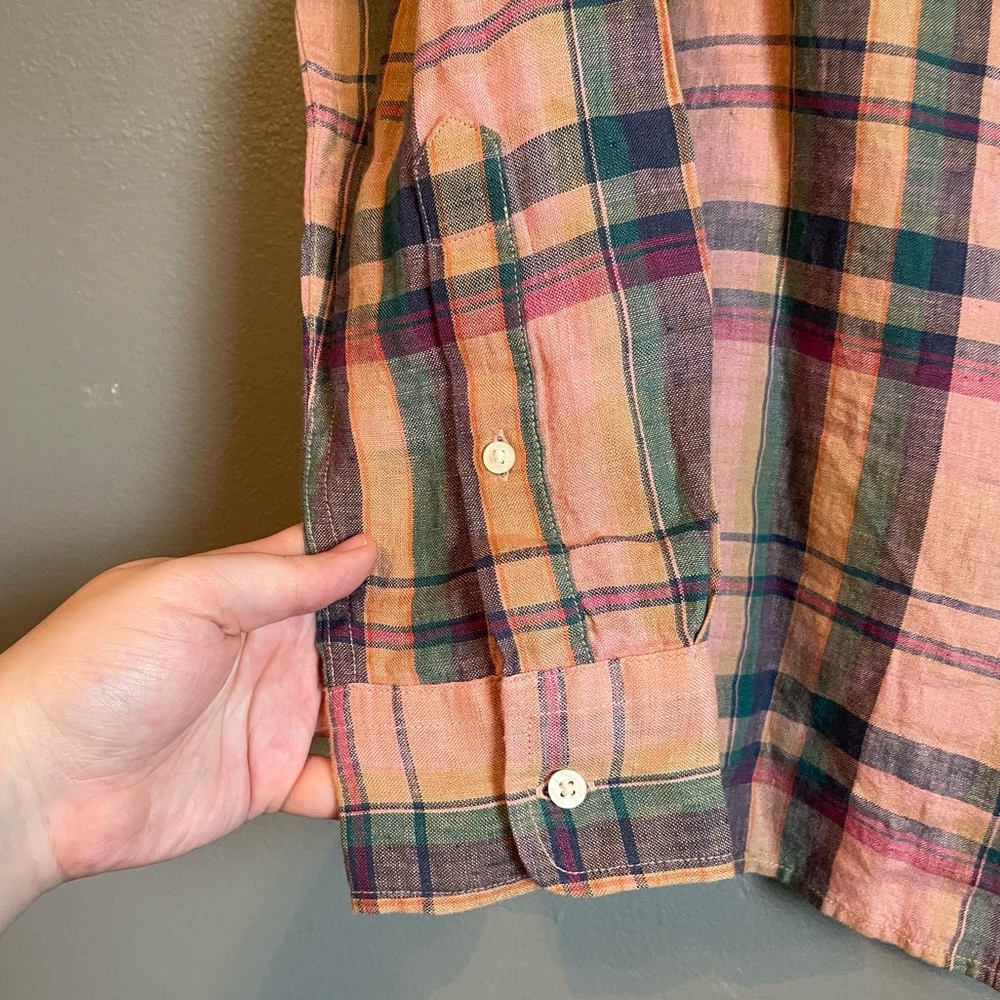 NWT Lauren Ralph Lauren Med Pink Plaid Long Sleeve Button-down Shirt Ret $145! - Picture 2 of 9